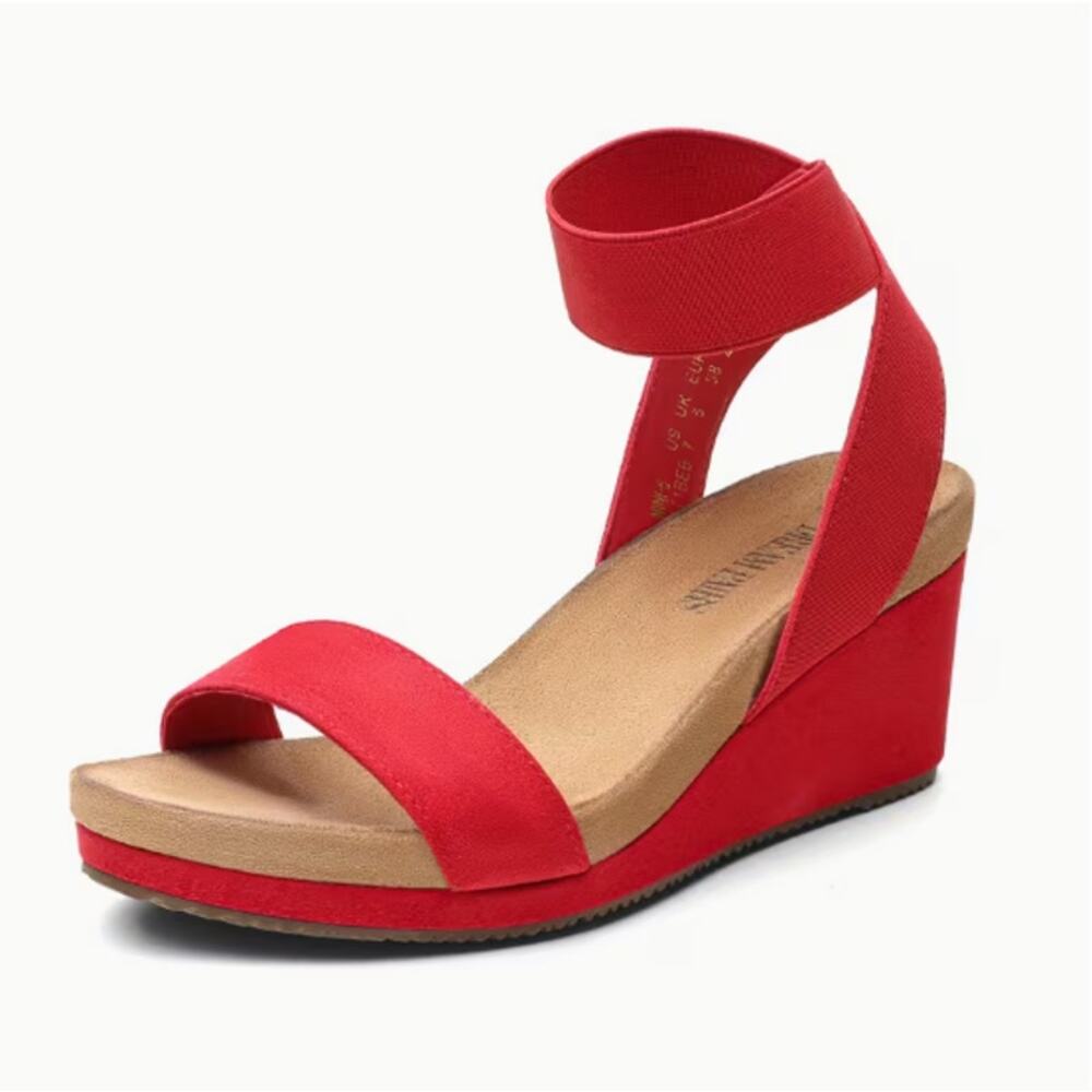 Women's Open Toe Elastic Ankle Strap Platform Wedge Sandal